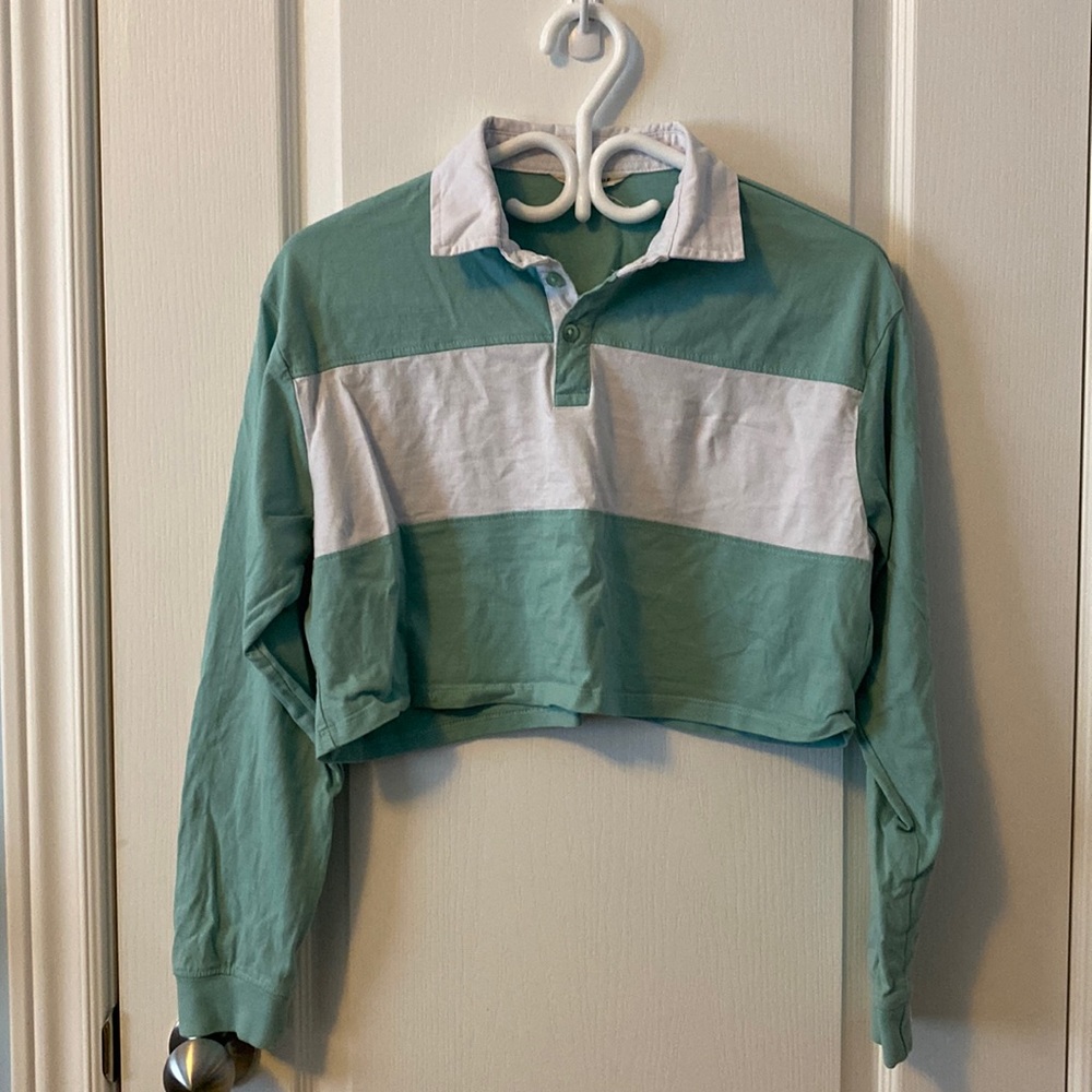Cropped long-sleeved rugby shirt